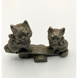 Vintage Miniature Pewter Kittens/Cats on See Saw Figurine #78‎ 1.5"Hx2"L